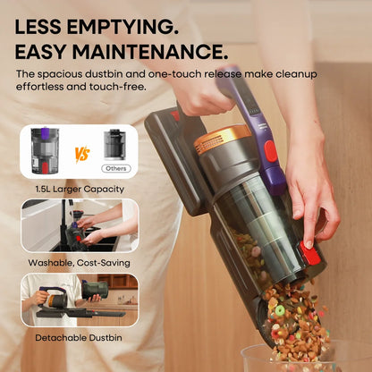 Erabros EV7 Cordless Vacuum Cleaner,70KPa Suction,550W Motor,70Min Runtime,Charging Storage Base,Stick Vacuum with Aroma Design