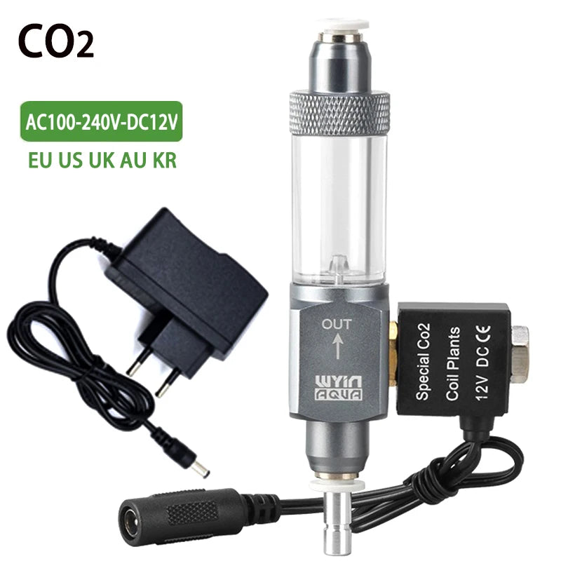 DIY Aquarium CO2 Solenoid Valve Bubble Gauge AC100-240V Fish Tank CO2 Generator Pressure Reducing Valve Equipment Supplies