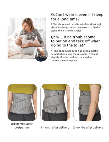 Sunveno Postpartum Belly Band Girdle for Postnatal Adjustable Belly Wrap C-section Recovery Binder Abdominal Support 