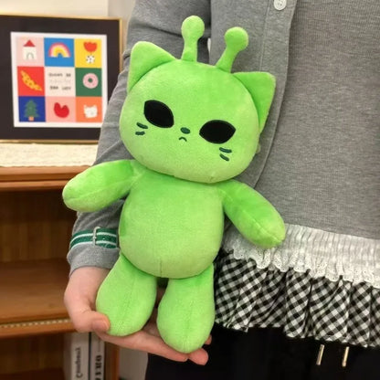 Cute Alien Cat Plush Toy Green Kitten Soft Plushie Dolls Kawaii Anime Stuffed Animal Pillow Home Decor Couple Gifts for Friends