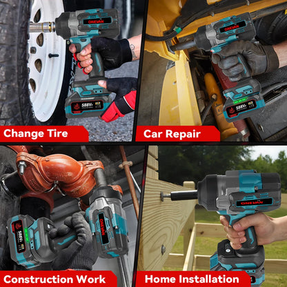 ONEVAN 2800N.M Brushless Cordless Electric Impact Wrench High Torque Screwdriver Drill Power Tool For Makita 18V Battery Pin