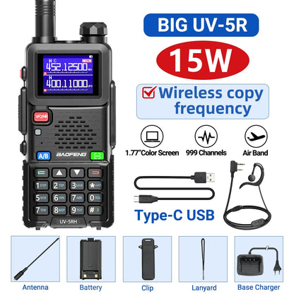 Baofeng UV 5RH 10W Air Band Walkie Talkie Long Range Wirless Copy Frequency Type-C Baofeng UV 5R MINI UV 21 PRO 2 Way Ham Radio