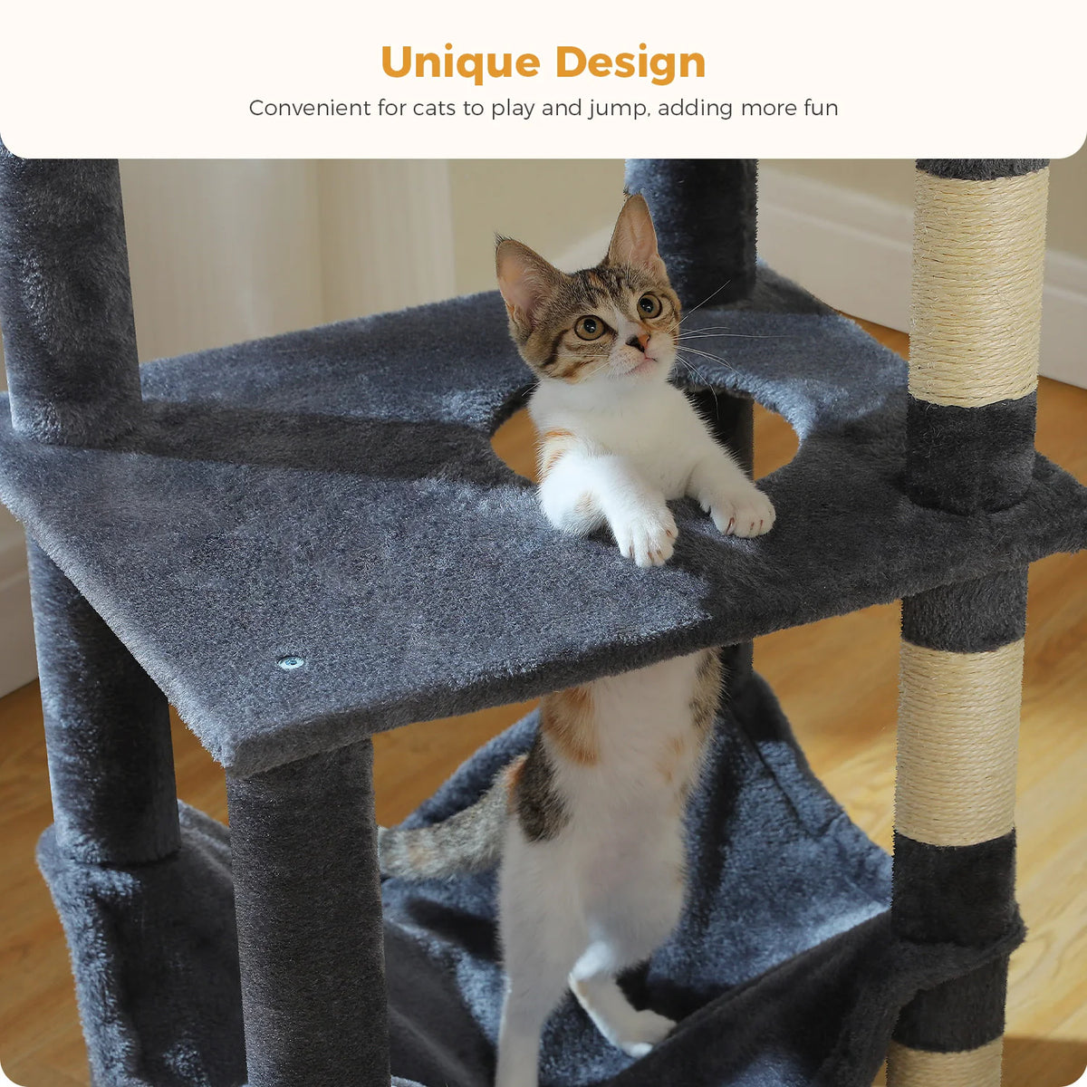 Multi-Level Cat Tree for Indoor Cats Large Cat Tower with Cozy Condo Hammock Sisal Scratching Posts Cat Scratchers Bed Cat Toys