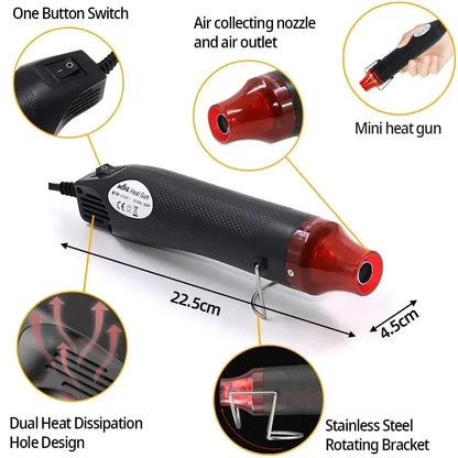 220/110V Hot Air Gun DIY Tool Heat Electric Power Tool Mini Soldering Temperature Crafts Blower with Supporting Seat Shrink