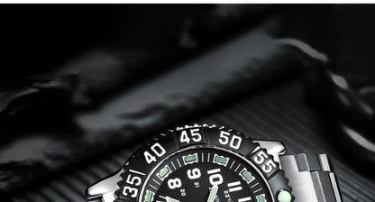 Addies Dive Men Fashion Casual Watch Calendar Display 50m Waterproof Tube Luminous Watch Black Dial Rotating Bezel Quartz Watch