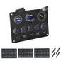 LEEPEE 5 Gang 12V Waterproof Intergrated Switch Panel Digital Voltmeter Dual USB Port For Boat Car Marine LED Rocker Accessories