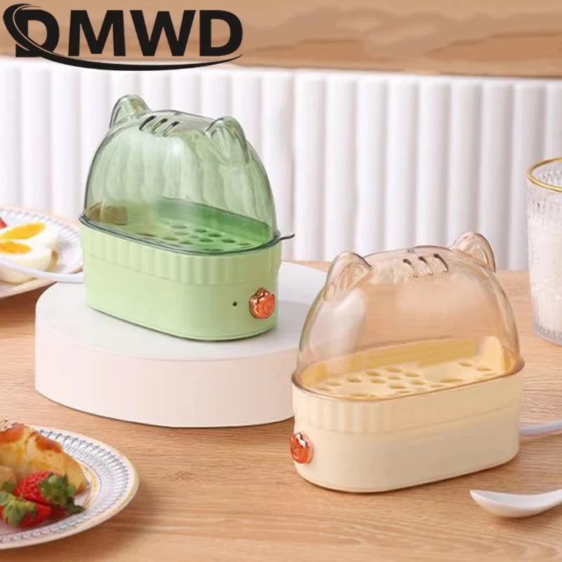 DMWD 120W Electric Egg Boiler Poacher Automatic Power Off Mini Breakfast Machine Egg Cookers 2 Eggs Portable Food Steamer 220V