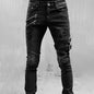Fashion Street Style Ripped Skinny Jeans Men Vintage wash Solid Denim Trouser Mens Casual Slim fit pencil denim Pants hot sale