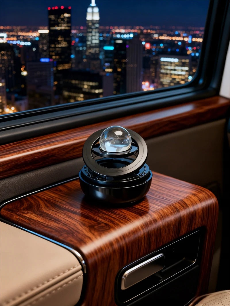 Solar Car Air Freshener Diffuser, Rotating Planet Ornament with Aromatherapy, Auto Dashboard Perfume Scented Gift for Vehicle