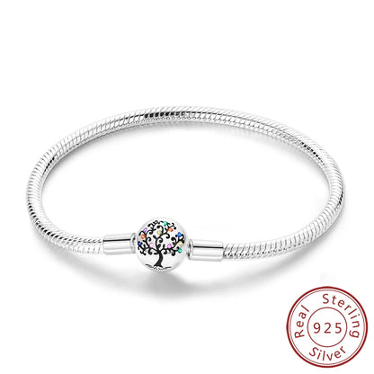 Original 925 Sterling Silver Bracelets 17-20CM Love Heart Flowers Butterfly Charms Beads Bracelet For Women Fashion Jewelry Gift