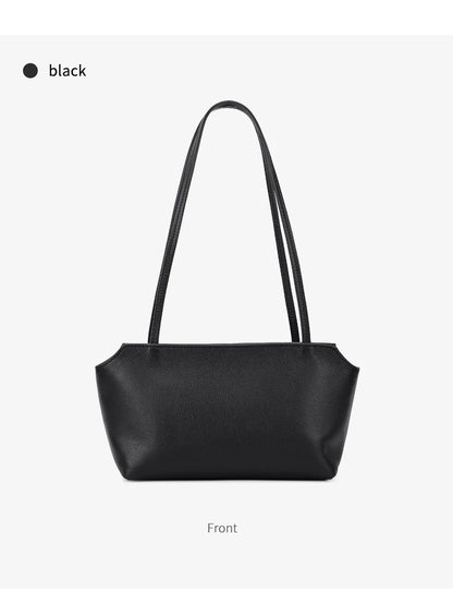 Luxury Women's Genuine Cowhide Leather Mini Shoulder Tote Bag Pebbled Leather Long Strap Underarm Handbag Minimalist Daily Purse
