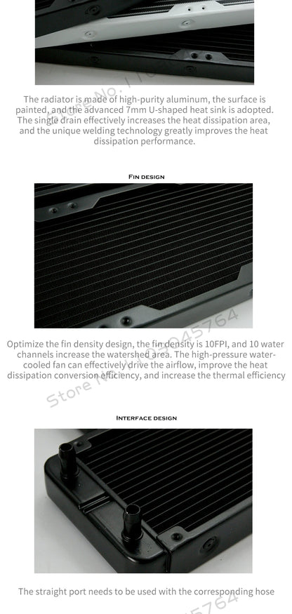 PC Water Cooling Radiator Aluminum For CPU GPU RAM Heatsink Exchanger Fan Cooler 60/80/90/120/240/360mm Black/White
