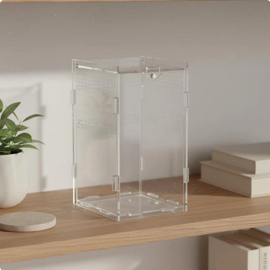 Transparent reptile enclosure, Tall, transparent, clear reptile habitat,