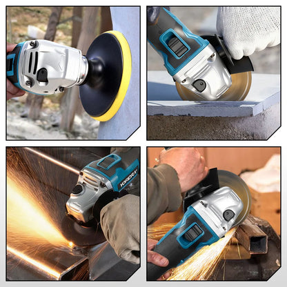 YOFIDRA 125mm 4 Gears Brushless Electric Angle Grinder Metal Wood Grinding Polishing Cutting Power Tool For Makita Battery Pin