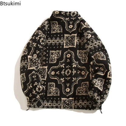 Winter Warm Lambswool Jacket for Men Fashion Stand Collar Zipper Loose Coat 2026 Leisure Hong Kong Style Coats Thickened Jackets