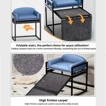 Foldable Pet Ramp for Dogs Cats Non Slip Steps Stairs Ladder for Small Large Senior Pets to Climb Bed Sofa