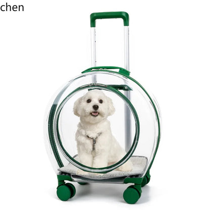pet trolley case portable dog going out transparent trolley bag large capacity two cats