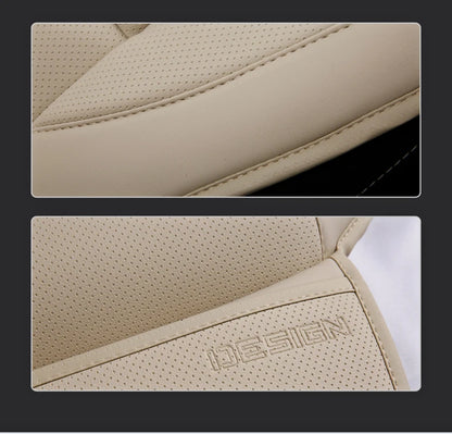 Ergonomic PU Leather Car Seat Cushion with Lumbar & leg Support Ventilated Design Storage Pockets Universal Fit for Most Cars