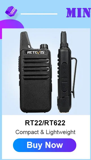 Retevis RT622 Mini Walkie Talkie 4 Pcs Walkie-talkies PMR446 FRS Portable Two Way Radio Communication Radio for Restaurant Hotel