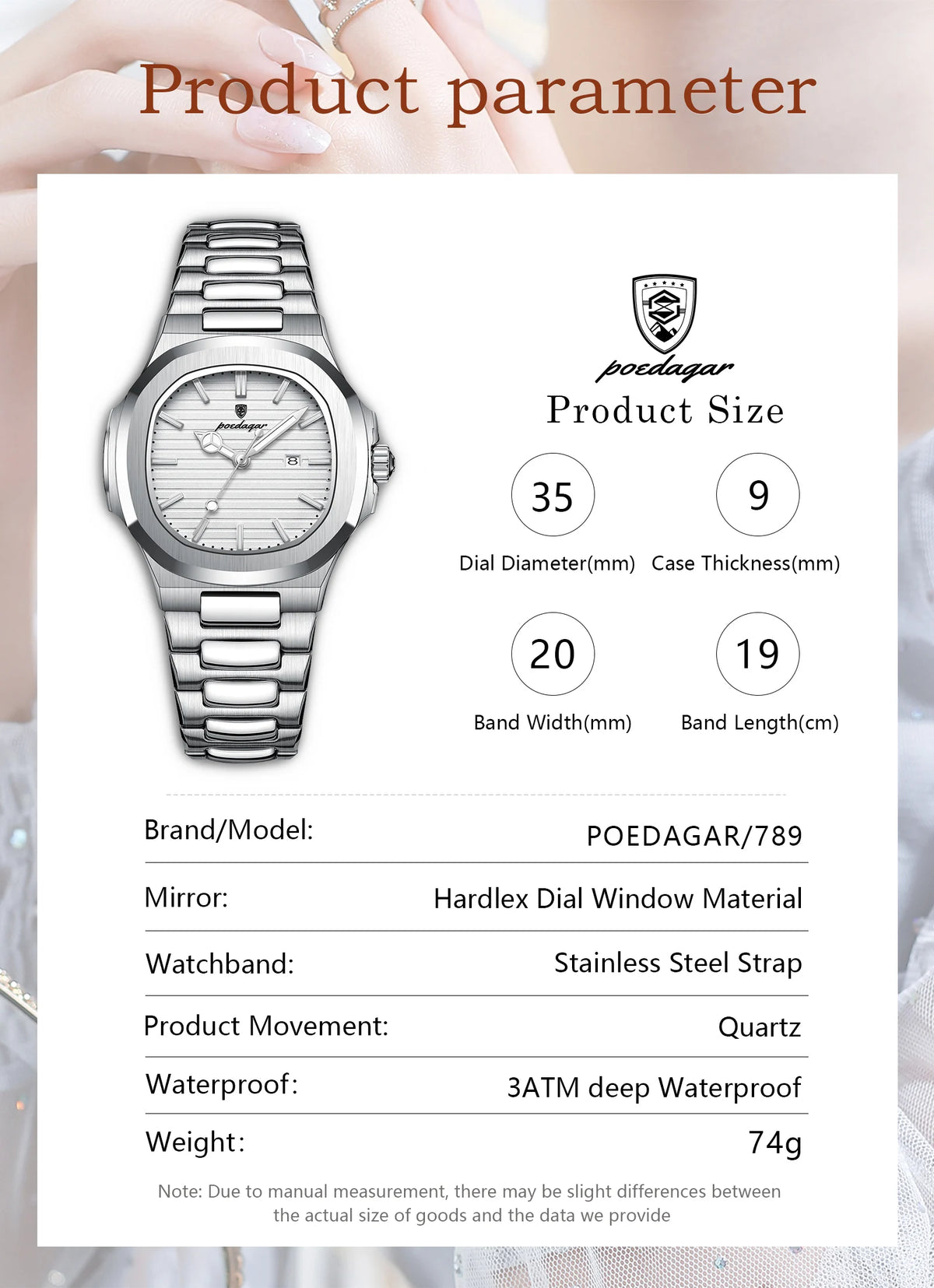 POEDAGAR Top Exquisite Women's Wristwatch Waterproof Luminous Date Fashion Ladies Watches Stainless Steel Quartz Watch For Woman