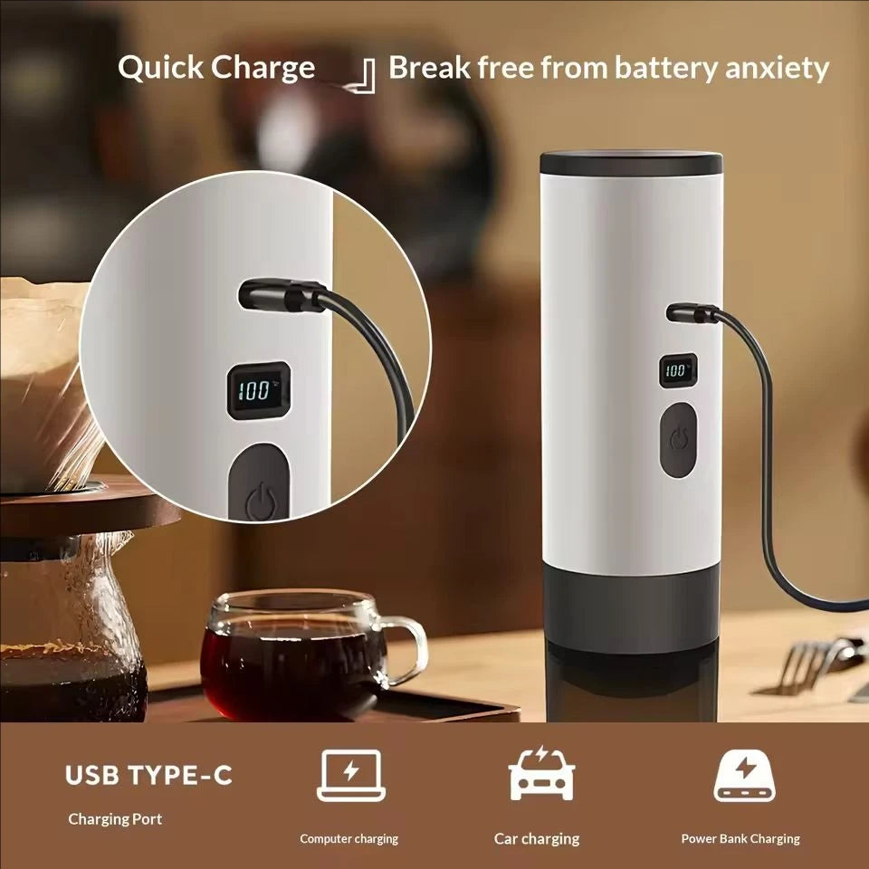New Upgraded Version Outdoor Wireless Portable Espresso Machine Car Electric Heating Capsule Coffee Machine Suitable for Home
