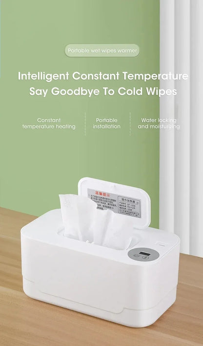 Baby Wipe Heater Portable Baby Wet Wipe Heater with LED Display USB Charging Wipe Heater Baby Wipe Heating Box For Home Car