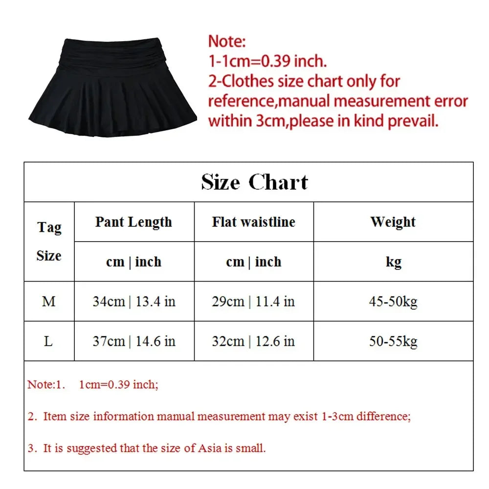 Sweet Flared Mini Skirt Fashion Versatile Black Low-Waisted mini Skirts Girls Tennis Dance Sports Short Skirts Summer Skirts