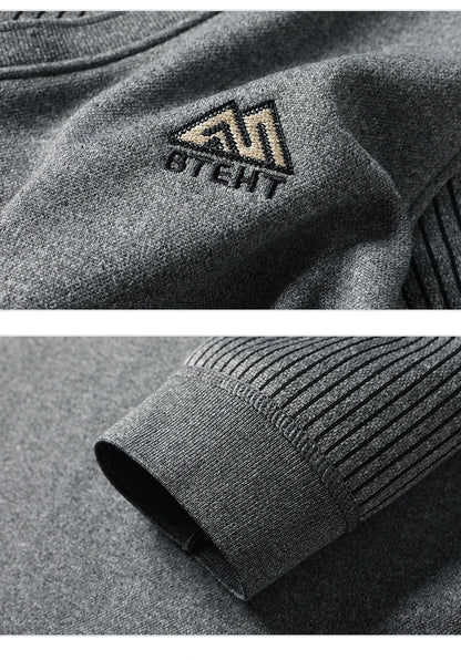 Men's Fleece Lined Sweater Polo Collar Pullover Tops Fashion Business Causal Pullovers Korean Slim Fit Thick Winter Clothes