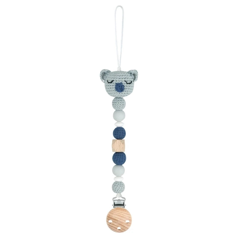 Baby Pacifier Clip Crochet Koalas Handbell Rattle Doll Teether Pacifier Chain Clips Set Dummy Chain Cartoon Teething Toy