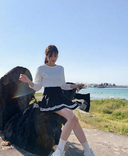 Fashion Preppy Style Pleated Skirts Women 2025 Spring Summer New A Line Short Dress Sweet Girl High Waist Petchwork Skirt Street