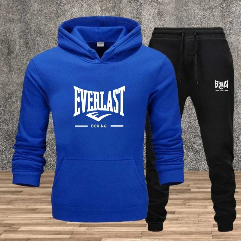 Autumn and winter men's set: Fashionable fitness jogging pullover, hooded sweatshirt, sweatshirt and casual pants two-piece set