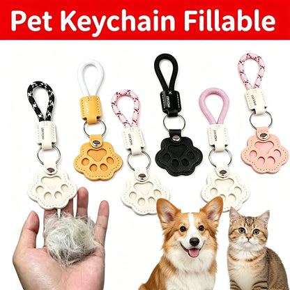 S9 Dual Pack Pet Hair Storage Keychains, Cute Paw Shape Leather Keyring, Furry Friend Memory Fur Keepsake for Pet Owners