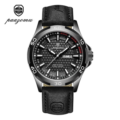 PAAZOMU Man Luxury Brand Watch Waterproof Luminous Date Week Men's Quartz Wristwatch Stainless Steel Fashion Sports Men Watches