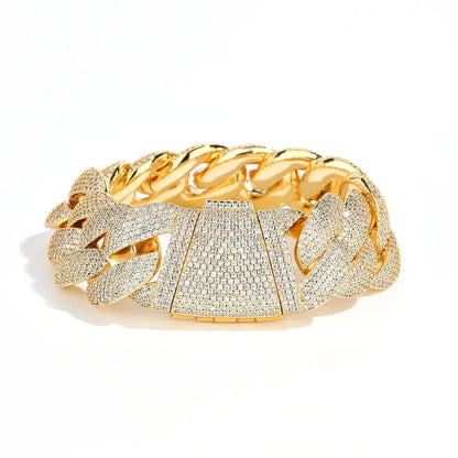 ESKEEM 2/3/4/6Row Full Diamond Bubble Cuban Bracelet 10/13/18/20/22MM CZ Stone Iced Out Hip Hop Jewelry Cuban Bracelet Women Men