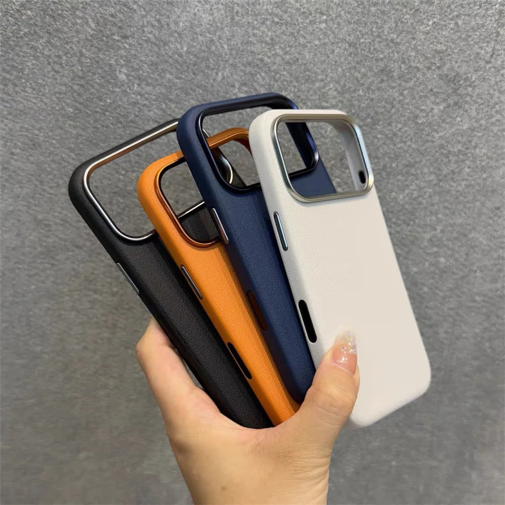 17 Case Leather Skin Soft TPU Cover for iPhone Air 16 Plus 14 12 13 15 16E 11 Pro Max Shockproof Phone Funda Capa Coque