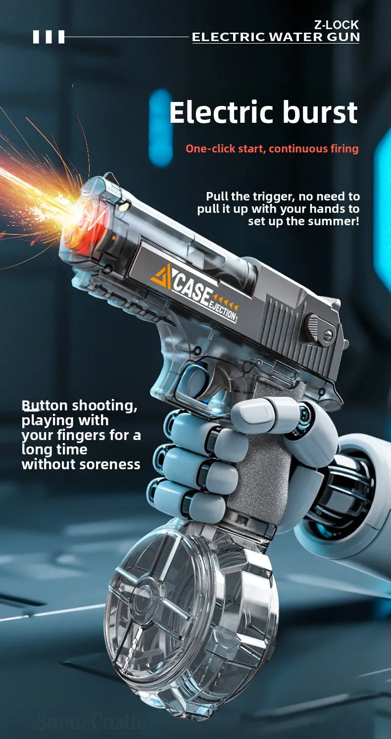 New Electric Water Gun With light Sprays Flame Effect Fully Automatic Shooting Toy Outdoor Beach Water Gun Toy Children Gift