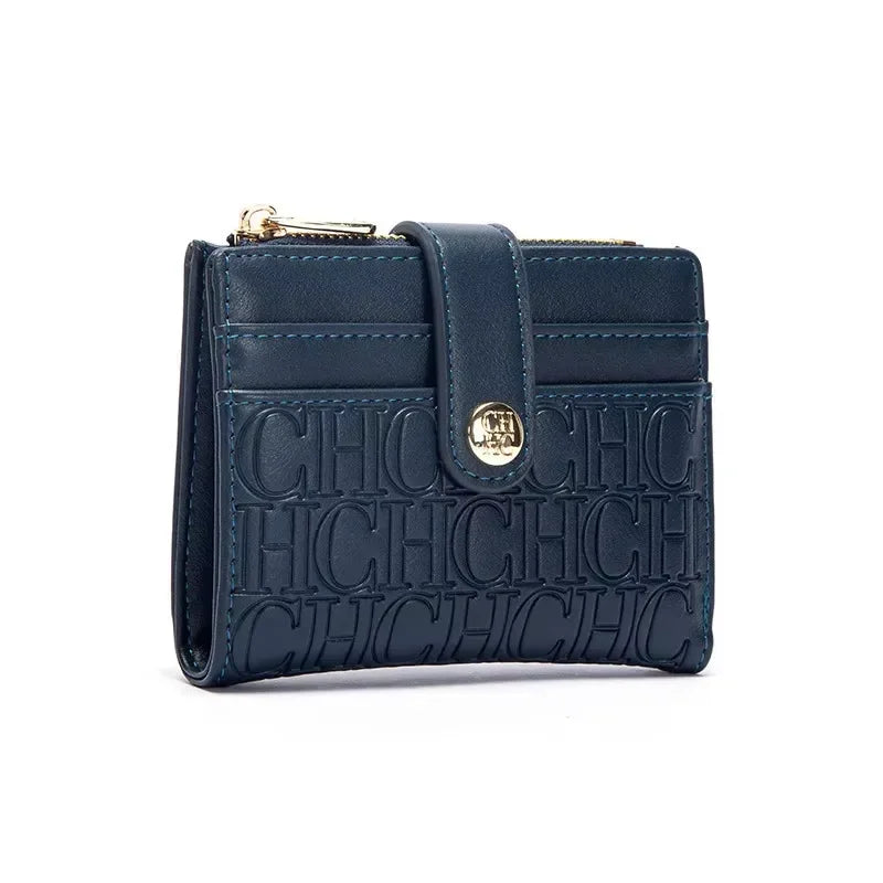 CH Luxury Brand Retro Design Business Card Bag Fashion Button Classic Folding Wallet Compact and Lightweight Women's Square Bag