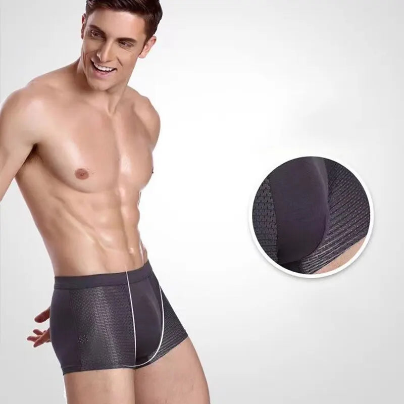 4Pcs/Lot Ice Silk Men's Boxer Pantie Underpant plus Size 4XL Shorts Breathable Underwear Men's Panties Ultrathin Shorts Trunk