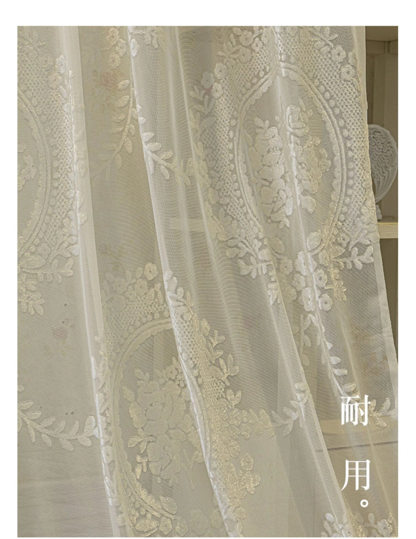 French Romantic Gauze Curtain Minimalist White Transparent Curtain Luxury Living Room Decoration Curtains Bedroom Curtain rideau
