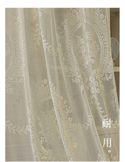 French Romantic Gauze Curtain Minimalist White Transparent Curtain Luxury Living Room Decoration Curtains Bedroom Curtain rideau