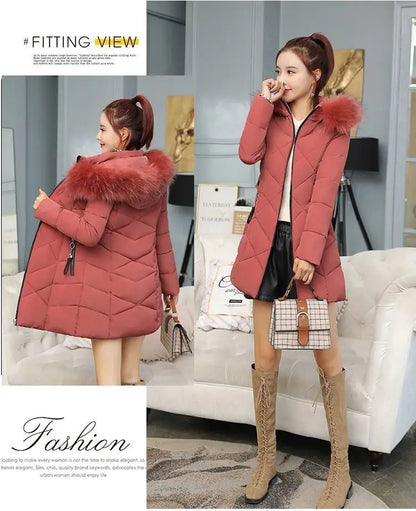 Winter New Fashion Long Cotton-padded Coat Womens Casual Hooded Parkas Womens Winter Jacket Coat Down Jacket Female