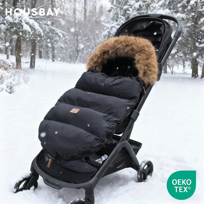 Stroller Footmuff Outdoor Winter Baby Warm In Pram Removable Thicker Windproof Fur Collar Baby Envelope Stroller Accessories
