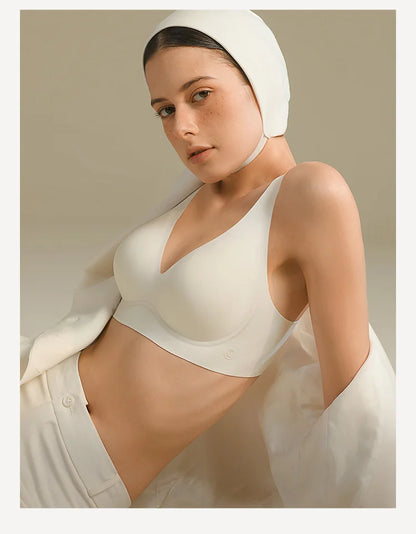 SUJIIN Sexy Seamless Wireless Bras for Women Push Up Padded Soft Support Invisible Lift V Neck Bralette Smooth Bra Female MX208
