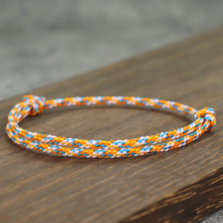 Minimalist Handwoven Rope Bracelet Unisex Sliding Adjustable 4 Styles Chroma 2mm Ethnic Cord Braclet Couple Casual Daily Jewelry