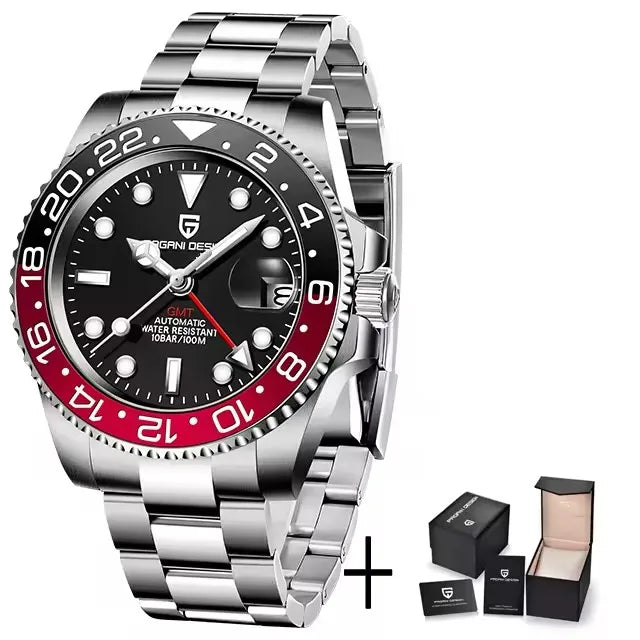 PAGANI DESIGN 2026 40MM Luxury Men GMT Automatic Machinery Watch Ceramic Bezel Jubilee Strap Sapphire Waterproof Watches for men