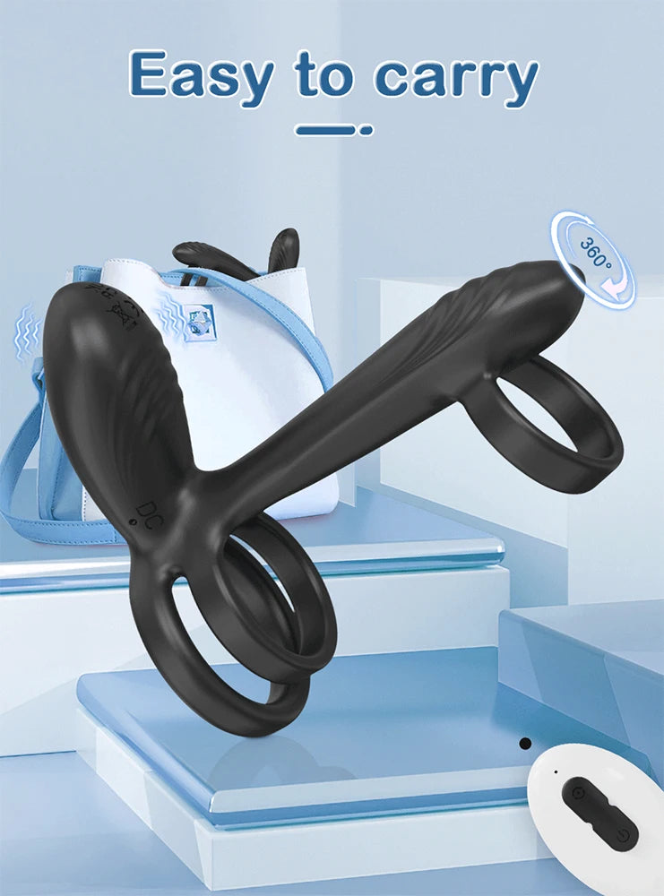 Vibrating 360°Twisting Cock Ring Sex Toys for Women Adult Couples G-spot Clitoral Stimulator Penis Ring for Men Dick Vibrator 18