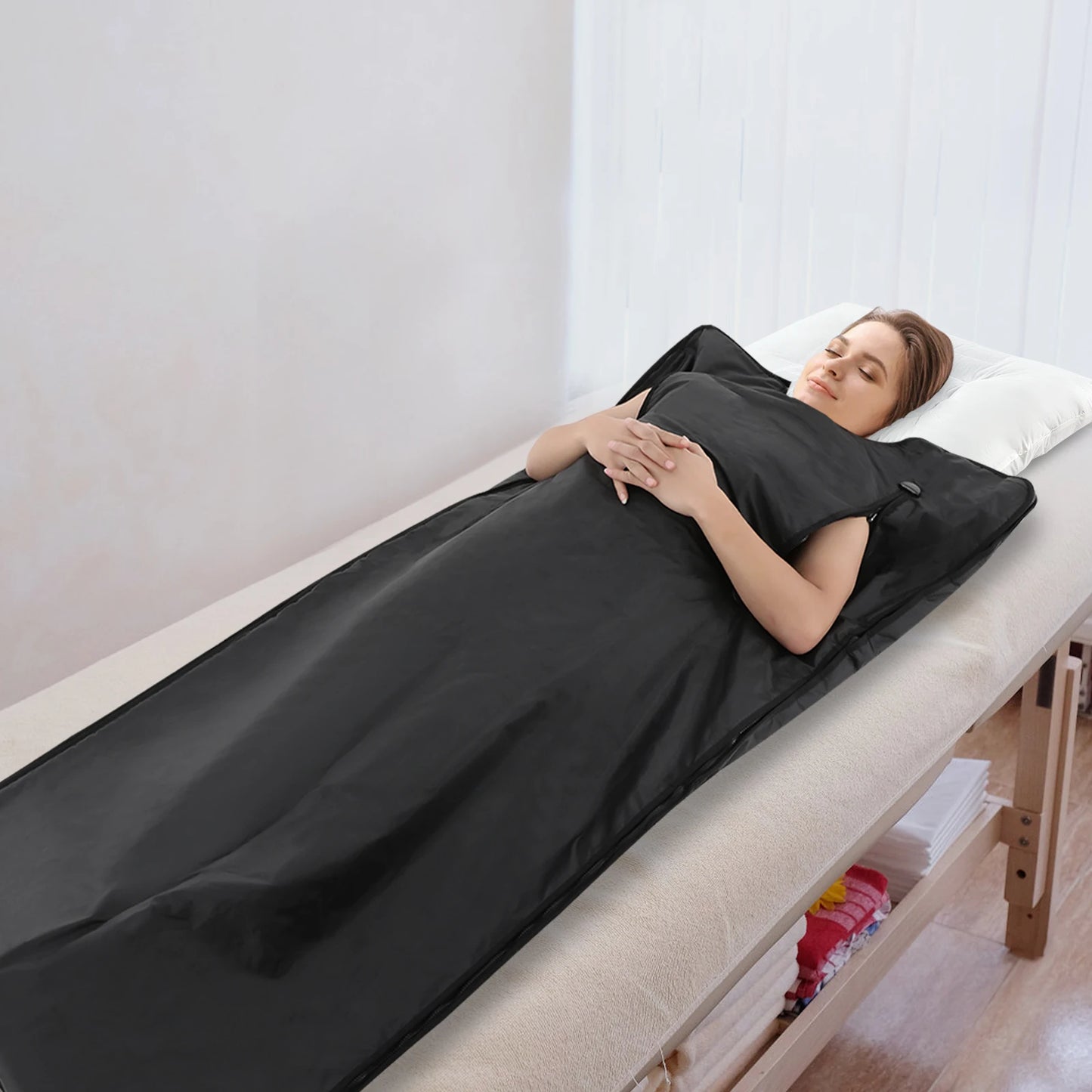 Portable Sauna Blanket 180*80cm,Heating Blanket w/ Remote Control for Relaxation Detoxification Purple/Silver/Black