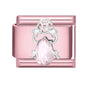 2025 New Women Romantic Pink Cherry Heart Shiny CZ Italian Charm Links Fit 9mm Bracelet Stainless Steel DIY Making Jewelry Gifts