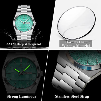 POEDAGAR Top Business Man Watch Luminous Waterproof Stainless Steel Men Wristwatch Date Week Quartz Fashion Casual Men's Watches