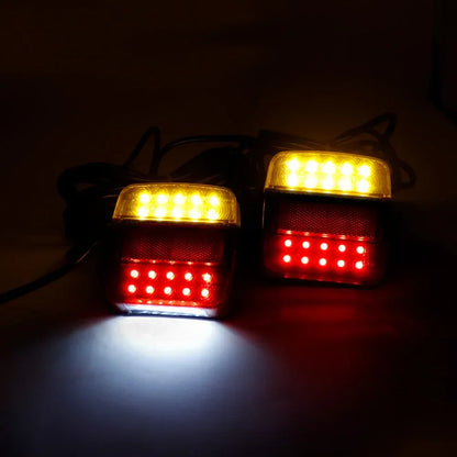 1Set 12V Universal 16 LED Rear Towing Trailer Tail Light 10m Cable 7 Pin Brake Stop License Number Plate Lamp Waterproof Lights